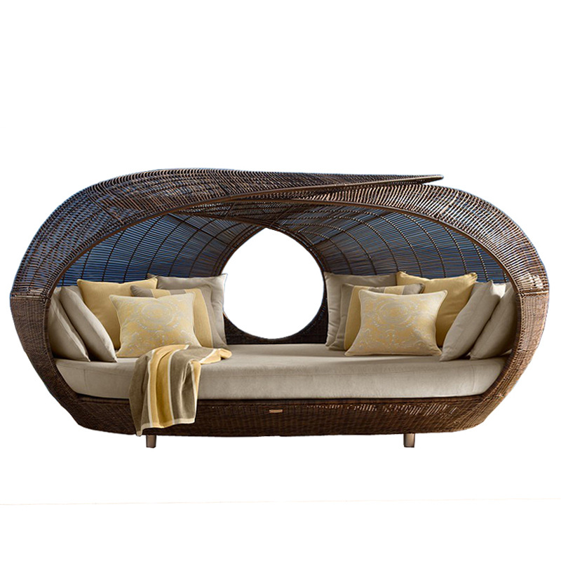 Outdoor Furniture Quality - سرير نهاري نصف دائري من الراتان