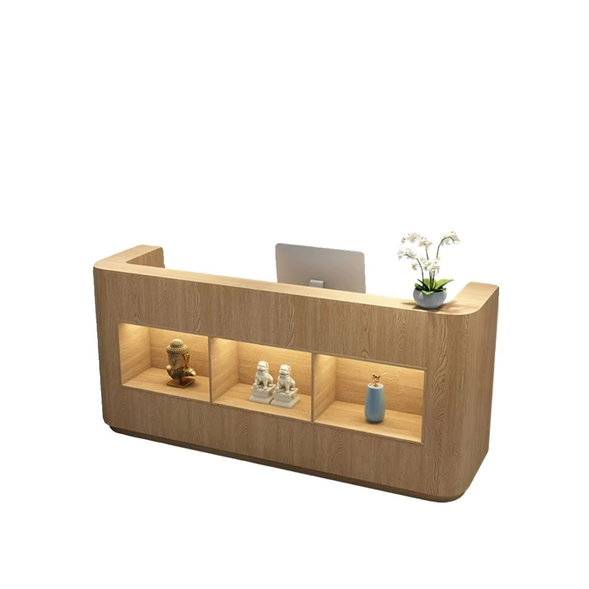 Outdoor Furniture Store - مكتب استقبال خشبي مستطيل متين للاستخدام