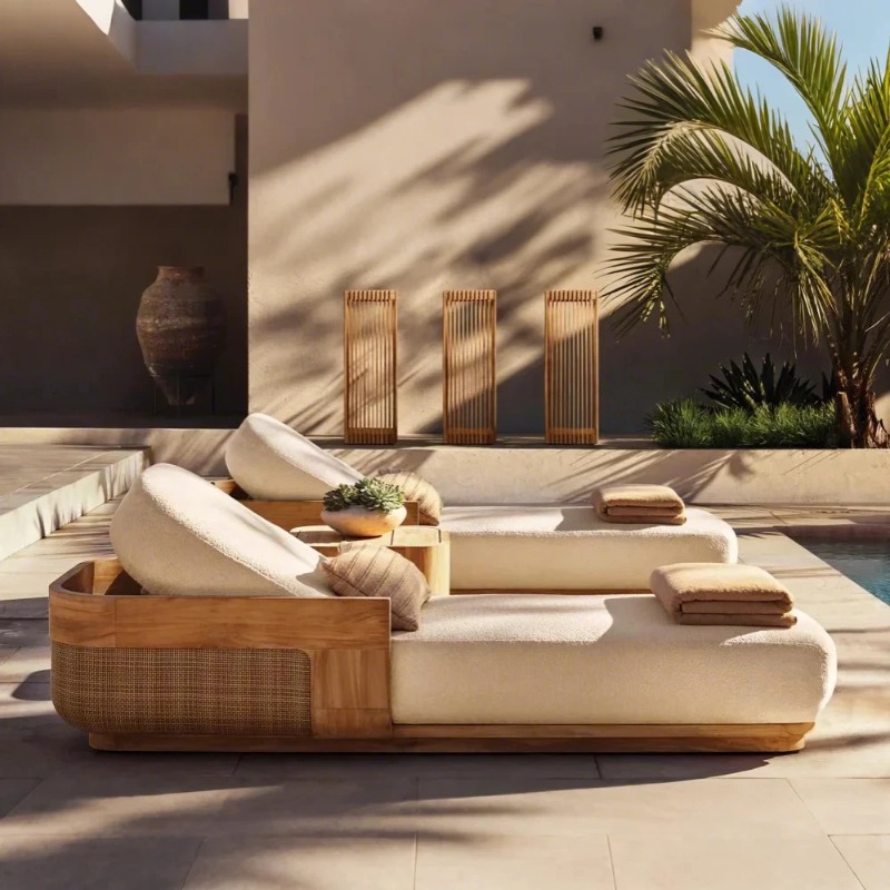 مجموعة كراسي استلقاء وسرير نها - مراجعة Outdoor Furniture Teak وسعره