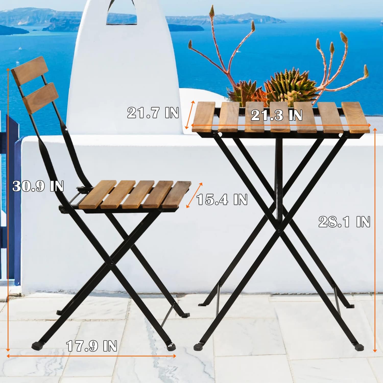 طقم بيسترو خشبي طبيعي قابل للط - مراجعة Outdoor Furniture Wooden وسعره