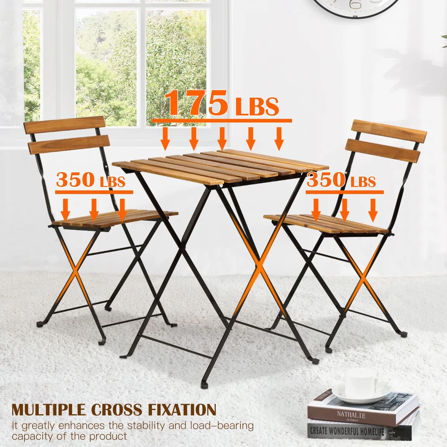 طقم بيسترو خشبي طبيعي قابل للط - مراجعة Outdoor Furniture Wooden وسعره