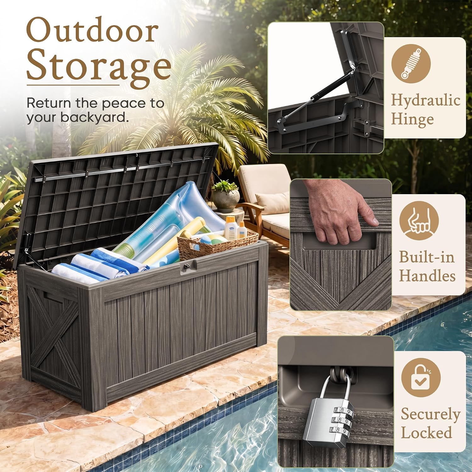 صندوق تخزين كبير بسعة 120 جالو - مراجعة Outdoor Furniture Wooden وسعره