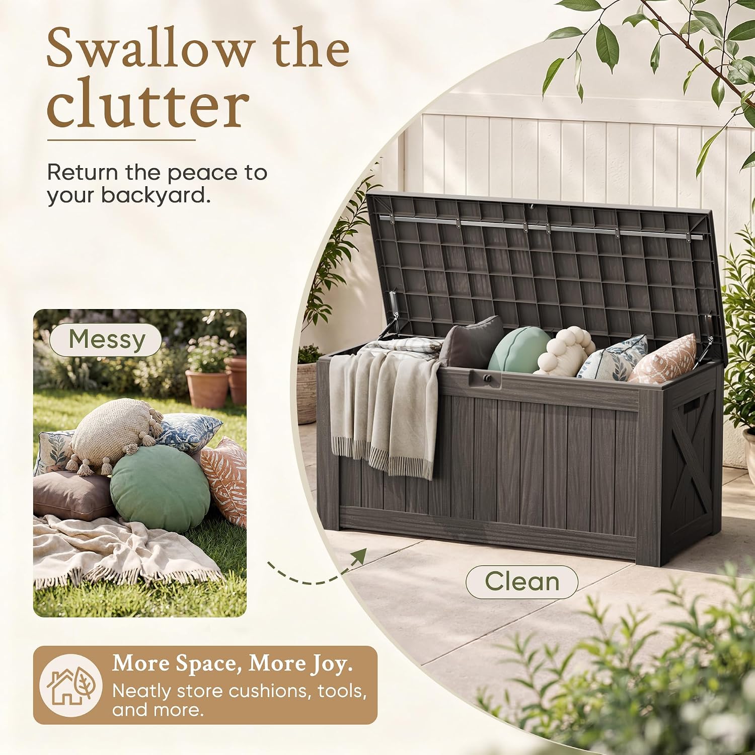 صندوق تخزين كبير بسعة 120 جالو - مراجعة Outdoor Furniture Wooden وسعره